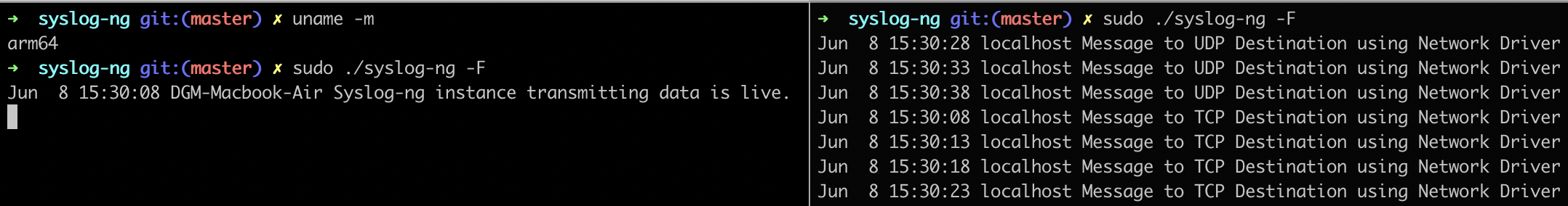 Network destination driver tested on macOS (ARM)